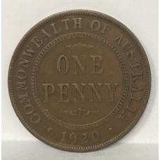 AUSTRALIA 1920 .ONE 1 PENNY . DOUBLE DOT . VARIETY . VERY SCARCE
